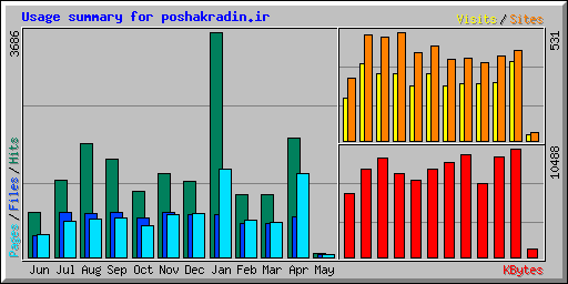 Usage summary for poshakradin.ir